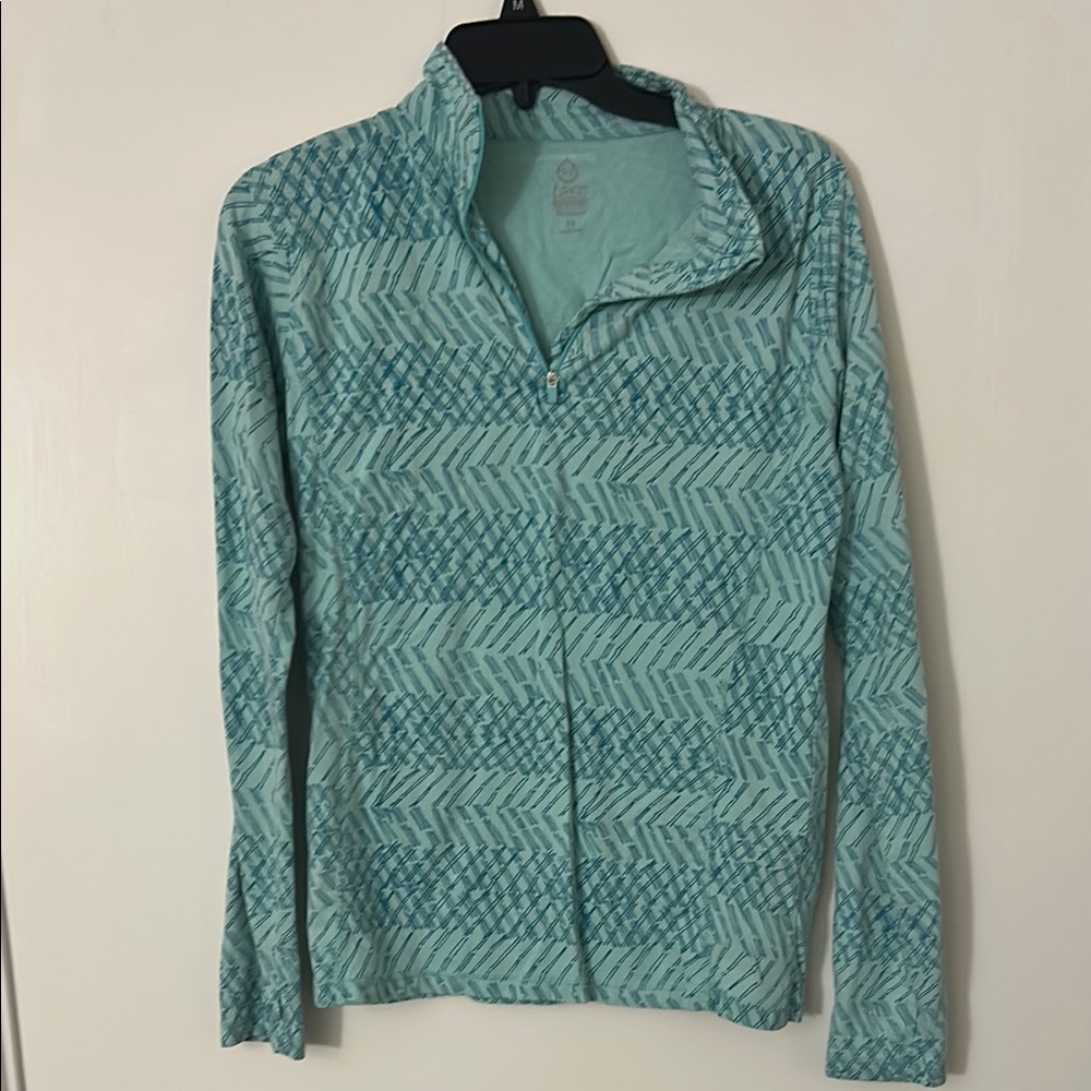 Patterned Blue Women's Athletic top / jacket made of bamboo/ cotton